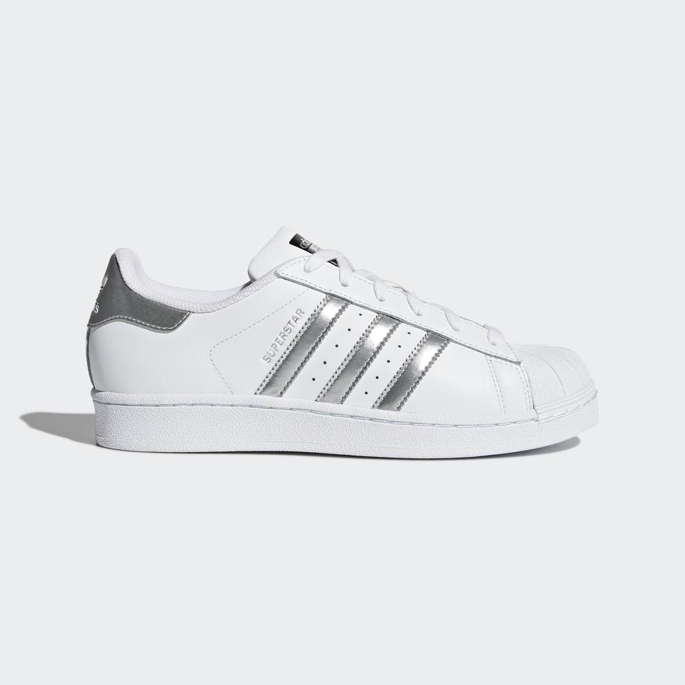 Originals Adidas Superstar Dama Romania - Albi/Argintii Metal/Negrii AQ3091